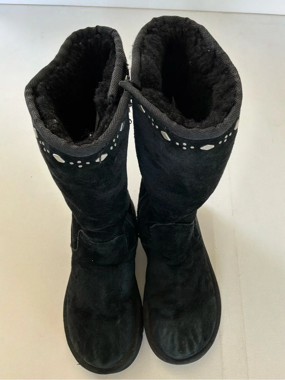 UGG Australia Black Suede Studded Tall Sheepskin Boots Women’s Size 5